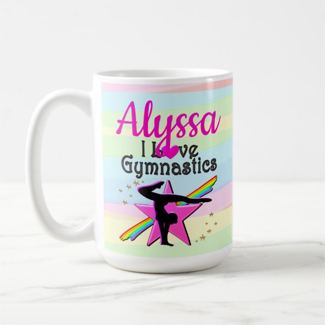 I LIEBE GYMNASTICS SUPER STAR DESIGN KAFFEETASSE (Links)