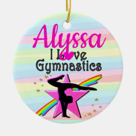 I LIEBE GYMNASTICS SUPER STAR DESIGN KERAMIK ORNAMENT