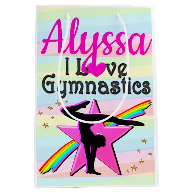 I LIEBE GYMNASTICS SUPER STAR DESIGN MITTLERE GESCHENKTÜTE (Vorderseite)