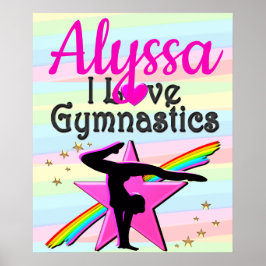 I LIEBE GYMNASTICS SUPER STAR DESIGN POSTER