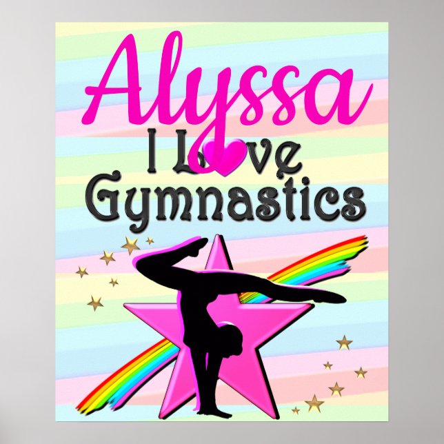 I LIEBE GYMNASTICS SUPER STAR DESIGN POSTER (Vorne)