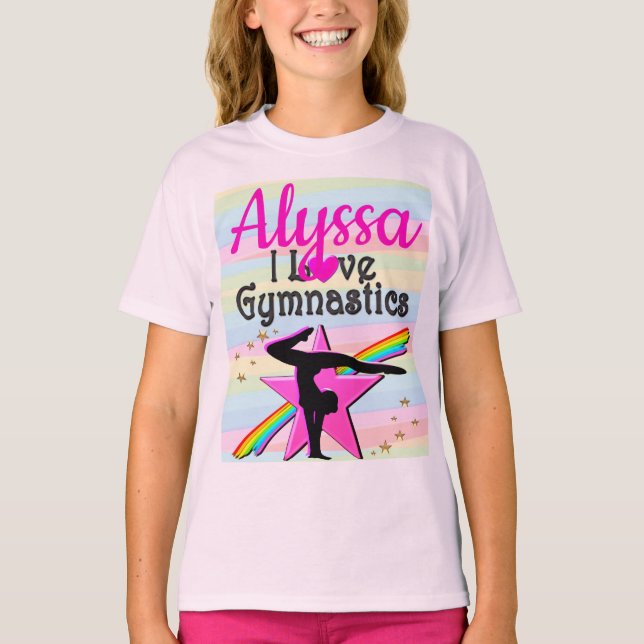 I LIEBE GYMNASTICS SUPER STAR DESIGN T-Shirt (Vorderseite)