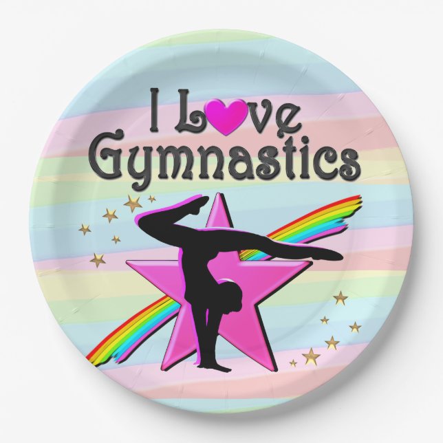 I LIEBE GYMNASTICS TUMBLING QUEEN DESIGN PAPPTELLER (Vorderseite)