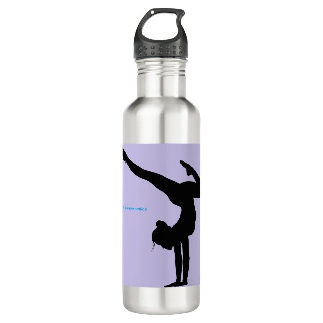 I Liebe Gymnastik - Gymnast mit Lilac Hintergrund Edelstahlflasche (Vorderseite)