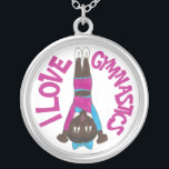 I Liebe Gymnastik Gymnast Tumbling Girl Acrobatics Versilberte Kette<br><div class="desc">Das Design zeigt eine originelle Marker-Abbildung eines Mädchentrockners in rosa und blau Leotard, blauem Haarbogen und akrobatischen/gymnastischen Schuhen. Ideal für Ihre Lieblings-Akrobat, Gymnastik, Tänzer, Tanzlehrer, Studio-Besitzer oder Gymnastiktrainer! Sehen Sie nicht, wonach Sie suchen? Brauchen Sie Hilfe bei der Anpassung? Klicken Sie auf "Kontakt mit diesem Designer", um etwas für Sie...</div>