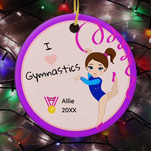 I Liebe Gymnastik Kleiner Mädchenname Weihnachten Keramik Ornament (Von Creator hochgeladen)