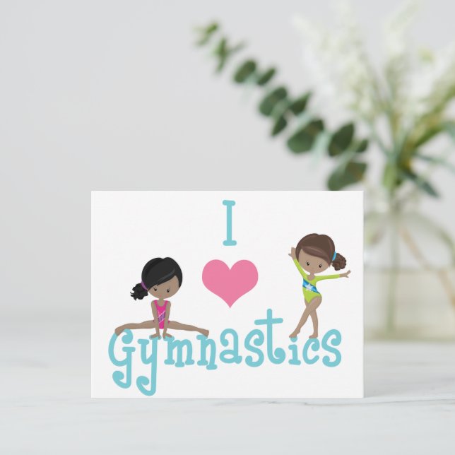 I Liebe Gymnastik Niedlich American Girl Postkarte (Stehend Vorderseite)