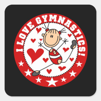 I Liebe Gymnastik Quadratischer Aufkleber