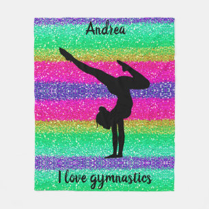 I Liebe Gymnastik Rainbow Sparkle Fleece Blanket