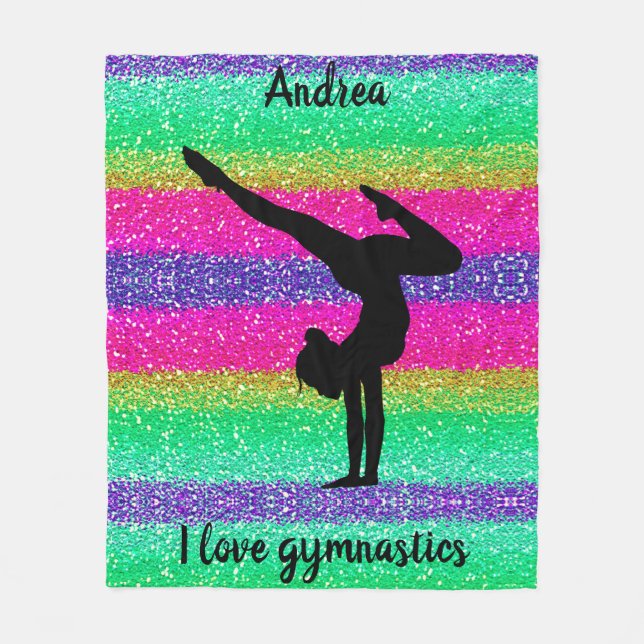 I Liebe Gymnastik Rainbow Sparkle Fleece Blanket (Vorderseite)