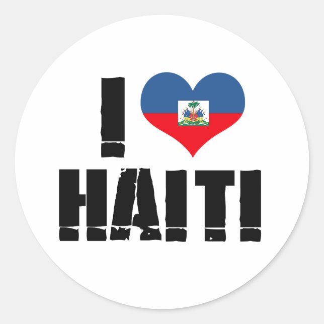 I LIEBE HAITI RUNDER AUFKLEBER (Vorderseite)