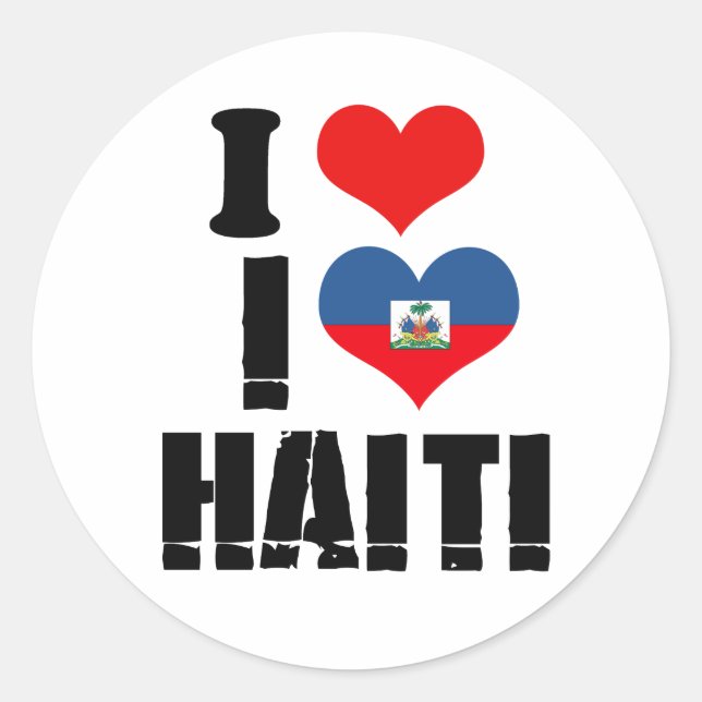 I LIEBE HAITI RUNDER AUFKLEBER (Vorderseite)