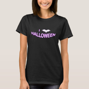 I Liebe Halloween (Bat) Lila Weiß T-Shirt