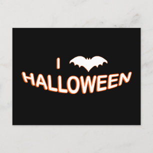 I Liebe Halloween (Bat) Orange White Postkarte