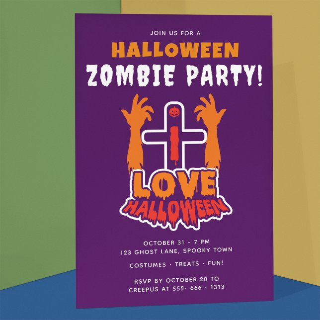 I Liebe Halloween Creepy Zombie Hands Party Einladung (Von Creator hochgeladen)