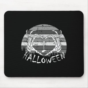 I Liebe Halloween Funny Bone Hands Skull Herz Retr Mousepad