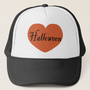 I Liebe Halloween mit orange Halloween-Herzen Truckerkappe
