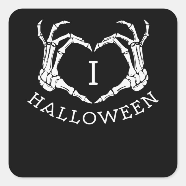 I Liebe Halloween Quadratischer Aufkleber (Vorderseite)
