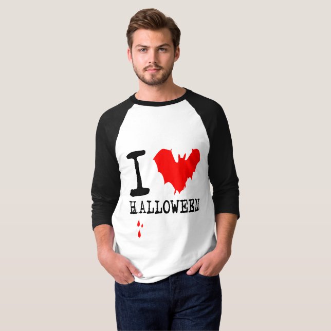 I Liebe Halloween Red Bat T-Shirt (Vorne ganz)