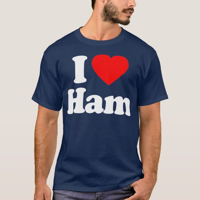 I Liebe Ham Heart Funny T-Shirt (Vorderseite)