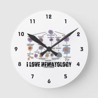 I Liebe-Hämatologie (Blutzelle-Abstammung) Runde Wanduhr