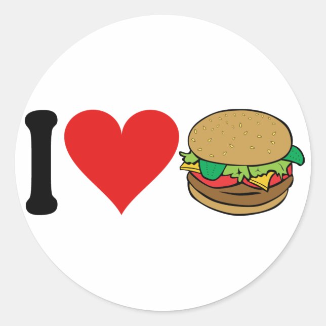 I Liebe Hamburgers * Runder Aufkleber (Vorderseite)