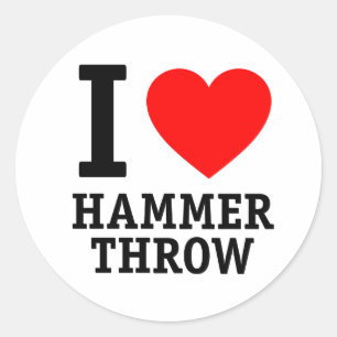 I Liebe Hammer Throw Runder Aufkleber