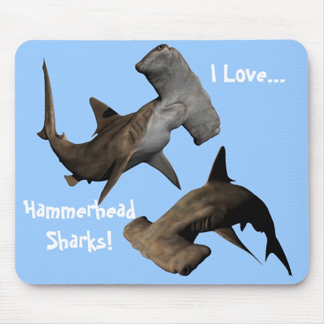 I Liebe-… Hammerhai-Haifische! … Mousepad, Tiere Mousepad (Vorne)