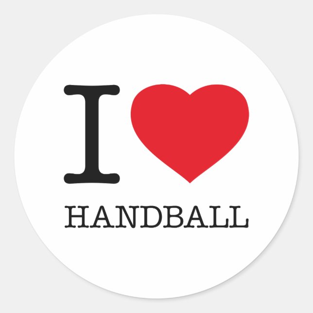 I LIEBE HANDBALL RUNDER AUFKLEBER (Vorderseite)