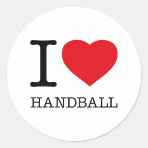 I LIEBE HANDBALL RUNDER AUFKLEBER