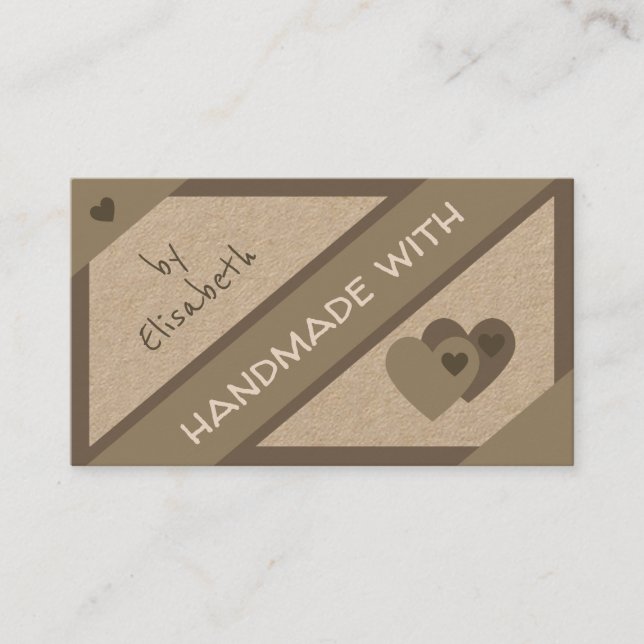 I Liebe handgefertigt mit den klassischen braunen  Visitenkarte (Vorderseite)