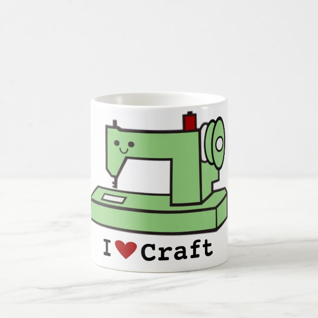 I Liebe-Handwerk Kawaii Nähmaschine Kaffeetasse (Mittel)