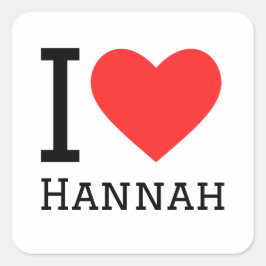 I Liebe Hannah Quadratischer Aufkleber