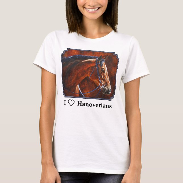 I Liebe Hanoverian Pferde T-Shirt (Vorderseite)