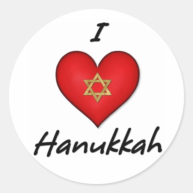 I Liebe Hanukkah Runder Aufkleber (Vorderseite)