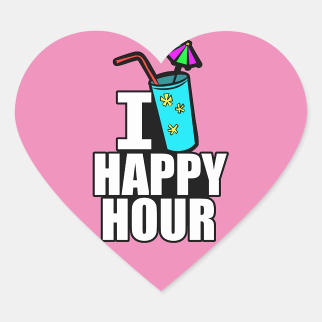 I Liebe Happy Hour Herz-Aufkleber (Vorderseite)