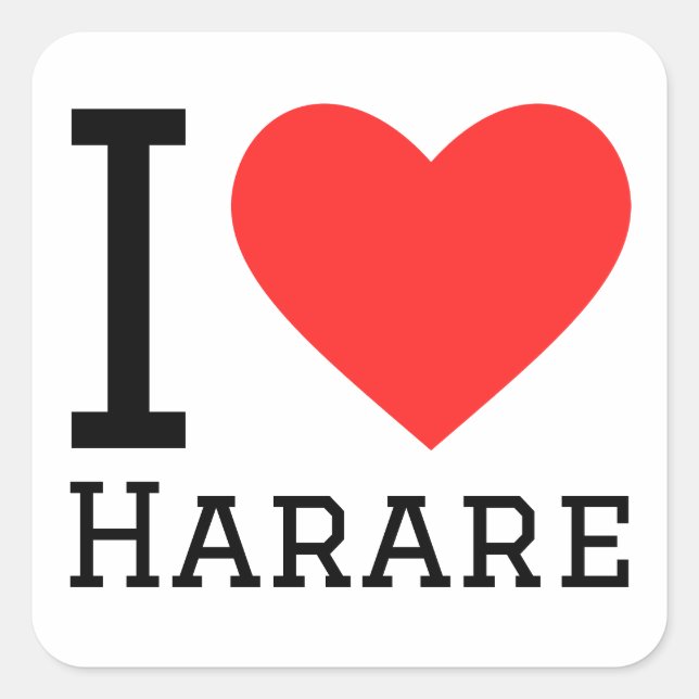 I Liebe Harare Quadratischer Aufkleber (Vorderseite)