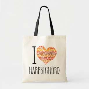 I Liebe Harpsichord Orange Mandala Heart Tragetasche