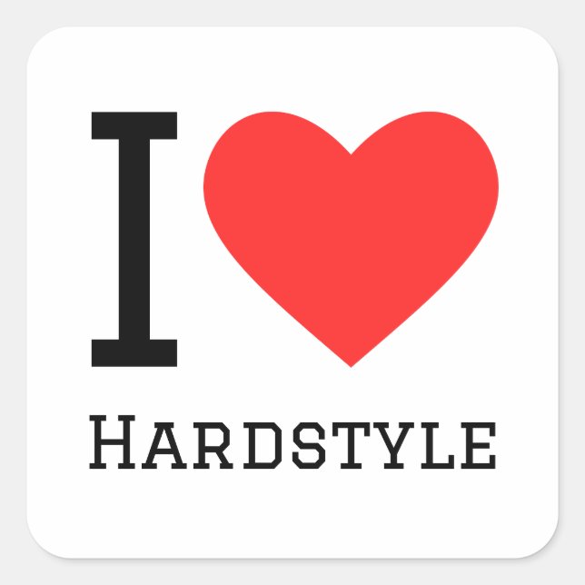 I Liebe Hartstil-Aufkleber Quadratischer Aufkleber (Vorderseite)