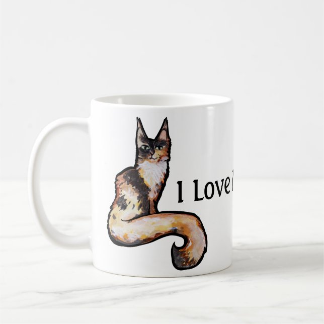 I Liebe Haupt Coons Cat Art Maine Coon Cats Kaffeetasse (Links)