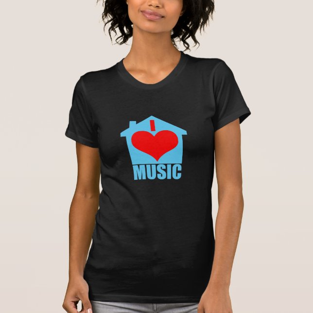 I Liebe-Haus-Musik - Herz-Haus T-Shirt (Vorderseite)