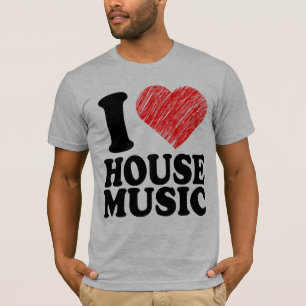I Liebe-Haus-Musik-Herz-Kunst-cooles T-Shirt