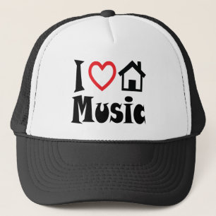 I Liebe-Haus-Musik-Hut-Rot-Herz Truckerkappe