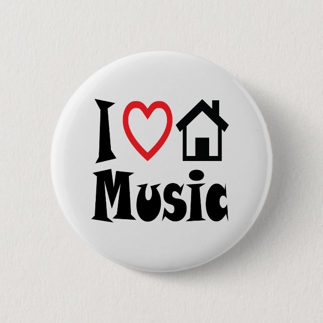 I Liebe-Haus-Musik-Knopf Button (Vorderseite)
