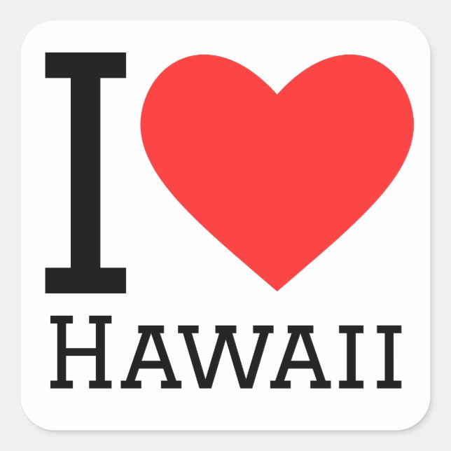 I Liebe Hawaii Quadratischer Aufkleber (Vorderseite)