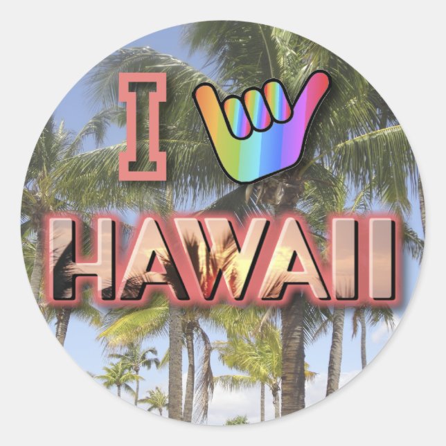 I Liebe Hawaii Runder Aufkleber (Vorderseite)