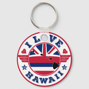 I Liebe Hawaii Staat Karte und Flagge Schlüsselanhänger