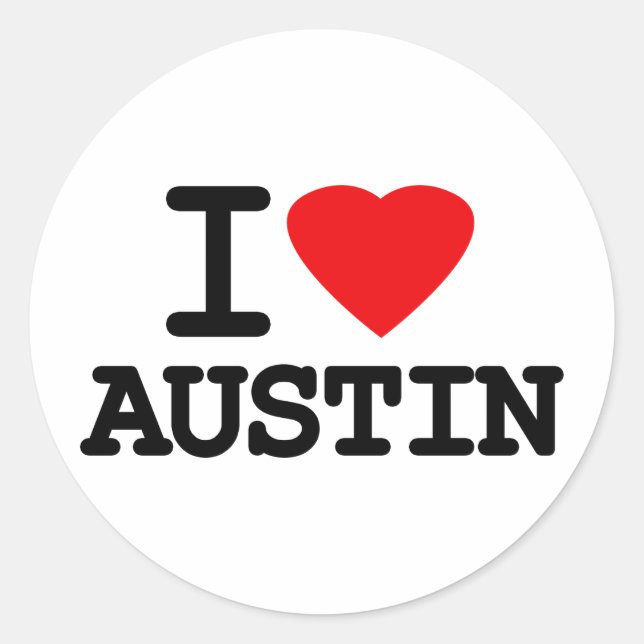 I Liebe Heart Austin Texas Runder Aufkleber (Vorderseite)