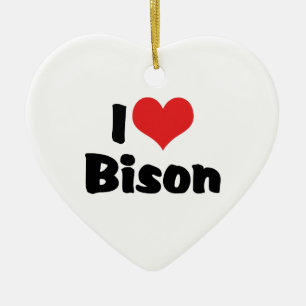 I Liebe Heart Bison Keramik Ornament