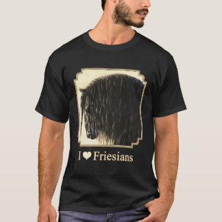 I Liebe Heart Black Friesian Horses Lover Gif T-Shirt